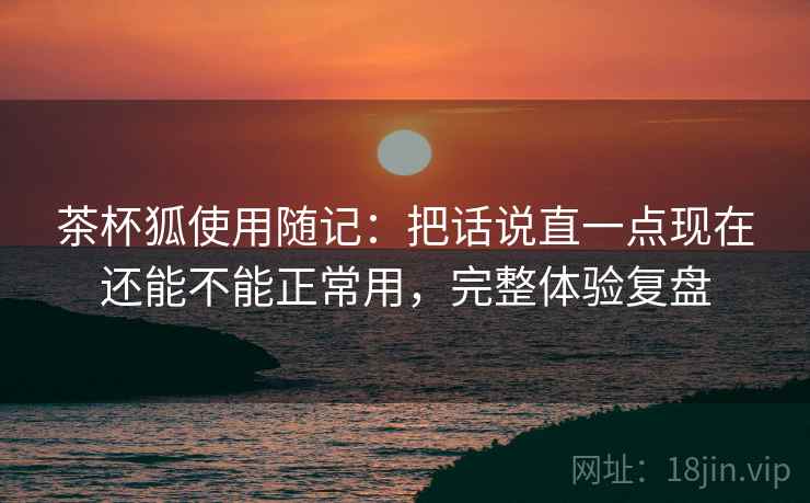 茶杯狐使用随记：把话说直一点现在还能不能正常用，完整体验复盘
